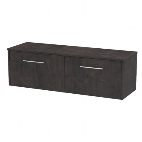 Hudson Reed Juno Matt Metallic Slate 1200mm Wall Hung 2 Drawer Vanity Unit with Worktop - JNU2622W2