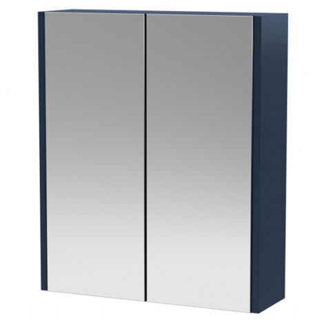 Hudson Reed Juno Mirrored Bathroom Cabinet (50/50) 600mm Wide - Indigo Blue