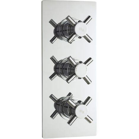 Hudson Reed Kristal Crosshead Concealed Shower Valve Triple Handle - Chrome