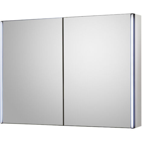 Hudson Reed Leda 2-Door LED Touch Sensor Bathroom Mirror Cabinet 600mm H x 800mm W