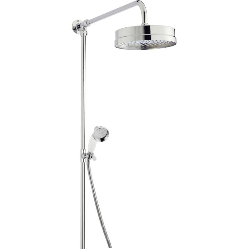 Hudson Reed Luxury Shower Riser Kit and Large Fixed Shower Head - Chrome