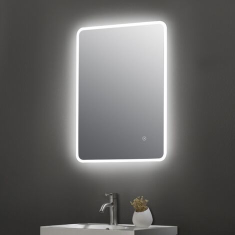 Hudson Reed Lynx Ambient LED Touch Sensor Rectangular Bathroom Mirror 700mm H x 500mm W