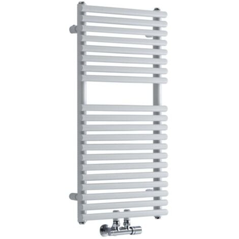 Hudson Reed Magera - Scaldasalviette Moderno 835mm x 400mm Bianco con Attacco Centrale