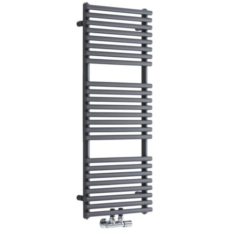 Hudson Reed Magera Scaldasalviette Moderno di Design Verticale - Termoarredo Bagno con Attacchi Centrali - Acciaio Antracite - 333W - 1065 x 400mm