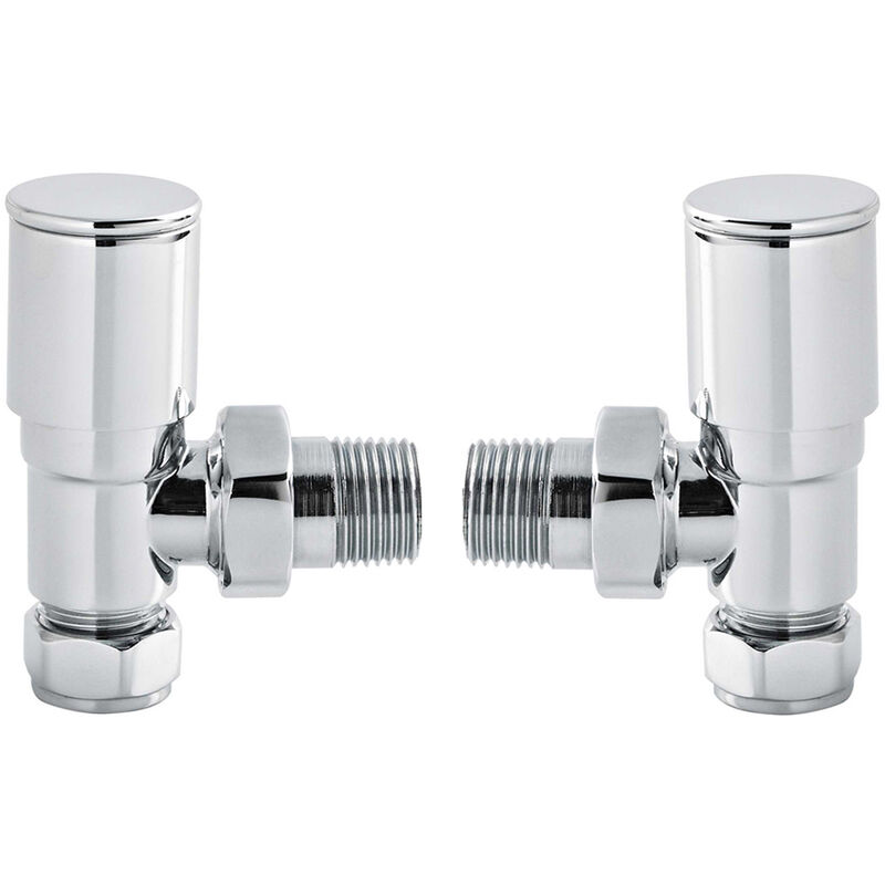 Hudson Reed Minimalist Angled Radiator Valves Pair 82mm High- Chrome