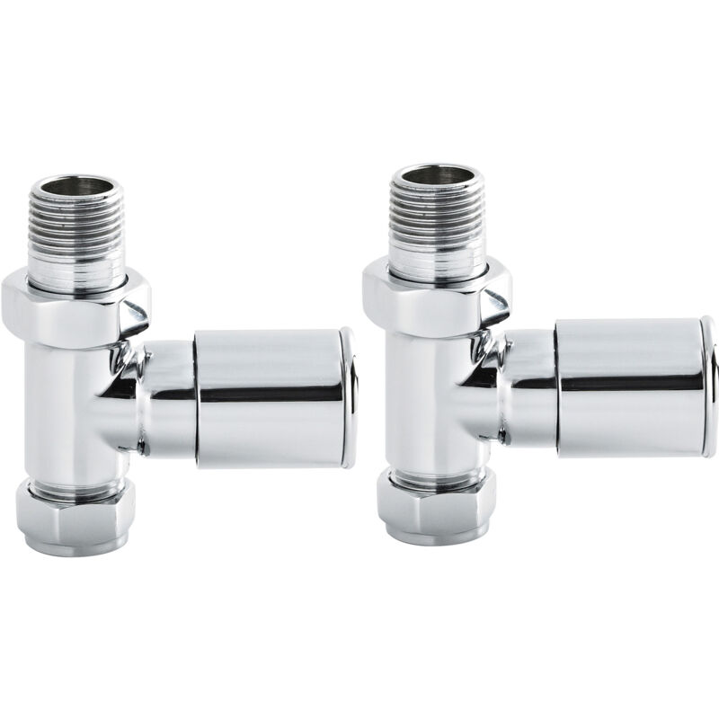 Hudson Reed Modern Straight Radiator Valves Pair - Chrome