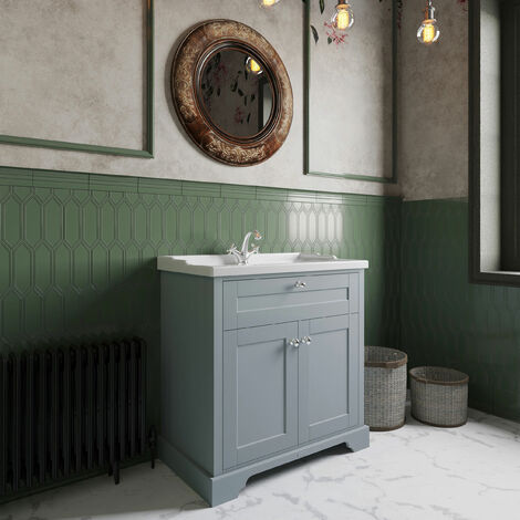 main image of "Hudson Reed Old London Floor Standing Vanity Unit with 1TH Basin 800mm Wide - Storm Grey"