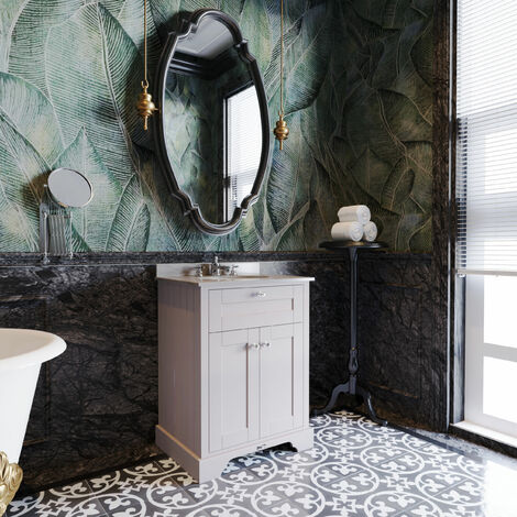 main image of "Hudson Reed Old London Floor Standing Vanity Unit with 3TH Grey Marble Top Basin 600mm Wide - Timeless Sand"