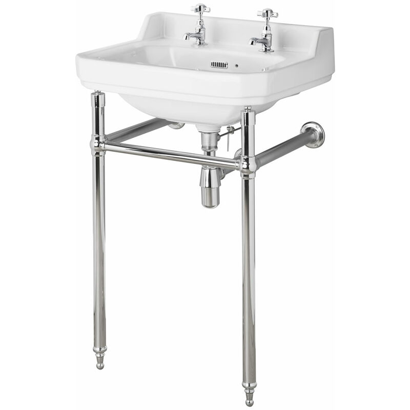 Lavabo A Consolle In Ceramica.Hudson Reed Old London Lavabo A Consolle Per Bagni Design Tradizionale Con Struttura Di Supporto In Ottone Ceramica Bianca Glassata 2 X Fori Per La Rubinetteria 835 X 500 X 350mm Ldc885c