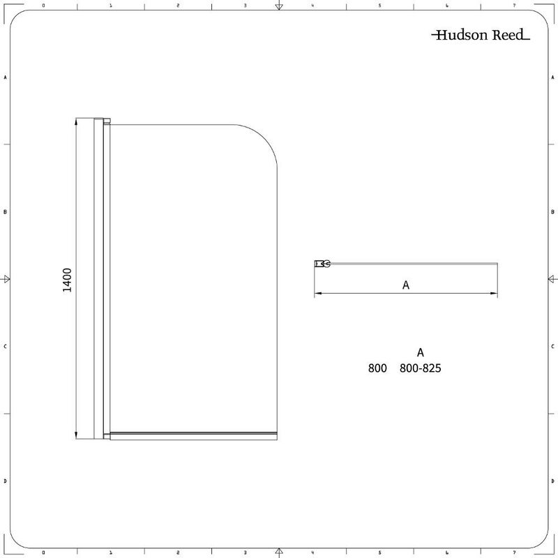 Parete Vasca Da Bagno Curva.Hudson Reed Parete Vasca Con Curva Superiore Vetro Di Sicurezza 6mm Profilo Cromato In Alluminio 800 X 1400mm Bssp001 Hr