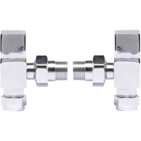 Hudson Reed Pure Square Angled Radiator Valves Pair - Chrome