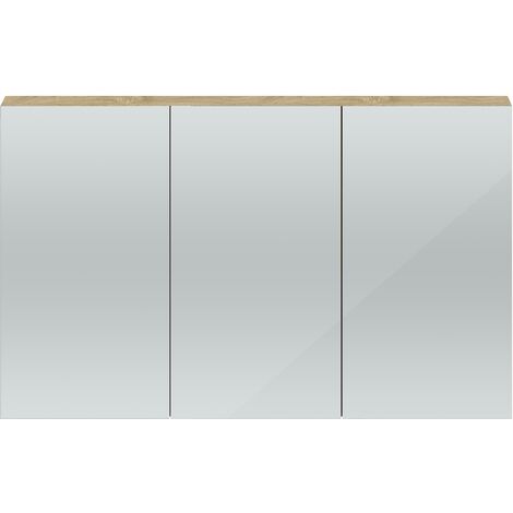 main image of "Hudson Reed Quartet 3 Door Mirrored Cabinet 1350mm Wide - Natural Oak"