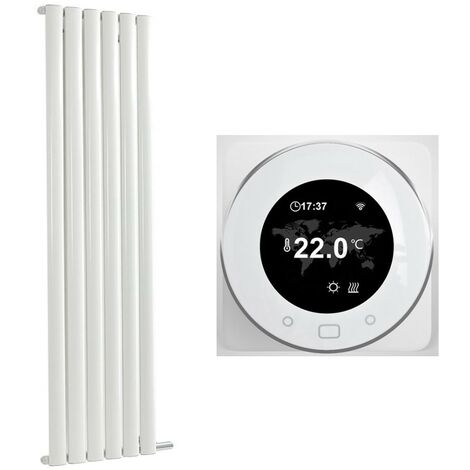 Hudson Reed – Radiateur électrique à inertie sèche 500W – Aluminium léger recyclable – 178cm x 35,4cm – Thermostat Wi-Fi compatible Google Home