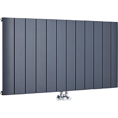 Hudson Reed – Radiateur horizontal aluminium 60 x 113,5 cm – Puissance 1384W – Finition anthracite – Raccordement central – Garantie 10 ans