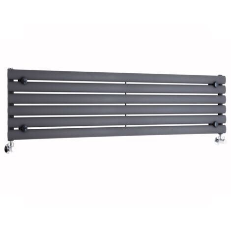 Hudson Reed – Radiateur horizontal en acier anthracite 35,4 x 160 cm – Puissance 815W – Installation chauffage central – Garantie 20 ans