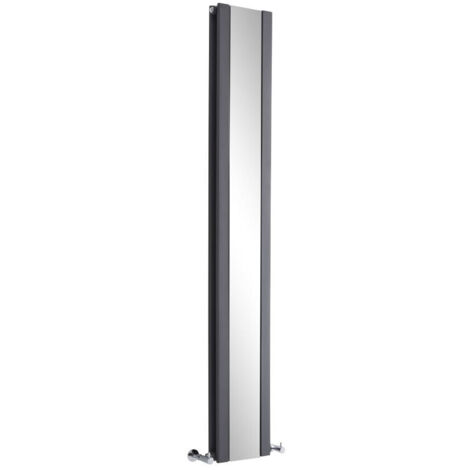 Hudson Reed – Radiateur vertical anthracite 180 x 26,5 cm – Miroir intégré – Puissance 901W – Acier – Pour chauffage central