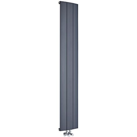Hudson Reed – Radiateur vertical en aluminium anthracite 160 x 28 cm – Puissance 726W – Raccordement central – Garantie 10 ans