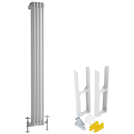 Hudson Reed – Radiateur vertical rétro double rang en acier 150cm x 20cm – Puissance 548W – Couleur blanche – Garantie 20 ans
