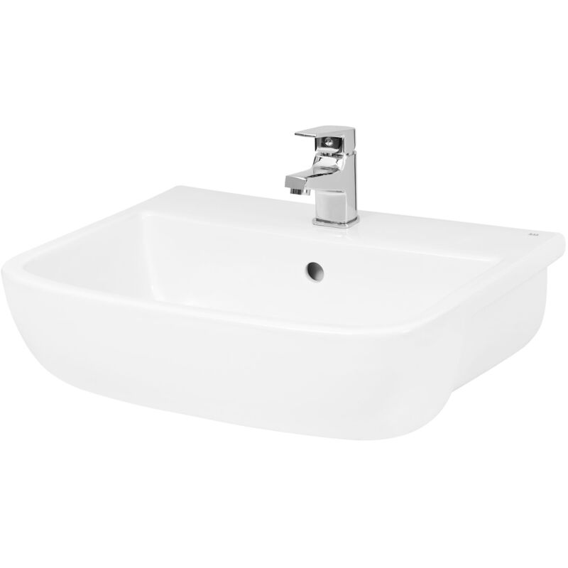 Fossil Semi Recessed Basin 520mm Wide - 1 Tap Hole - Hudson Reed