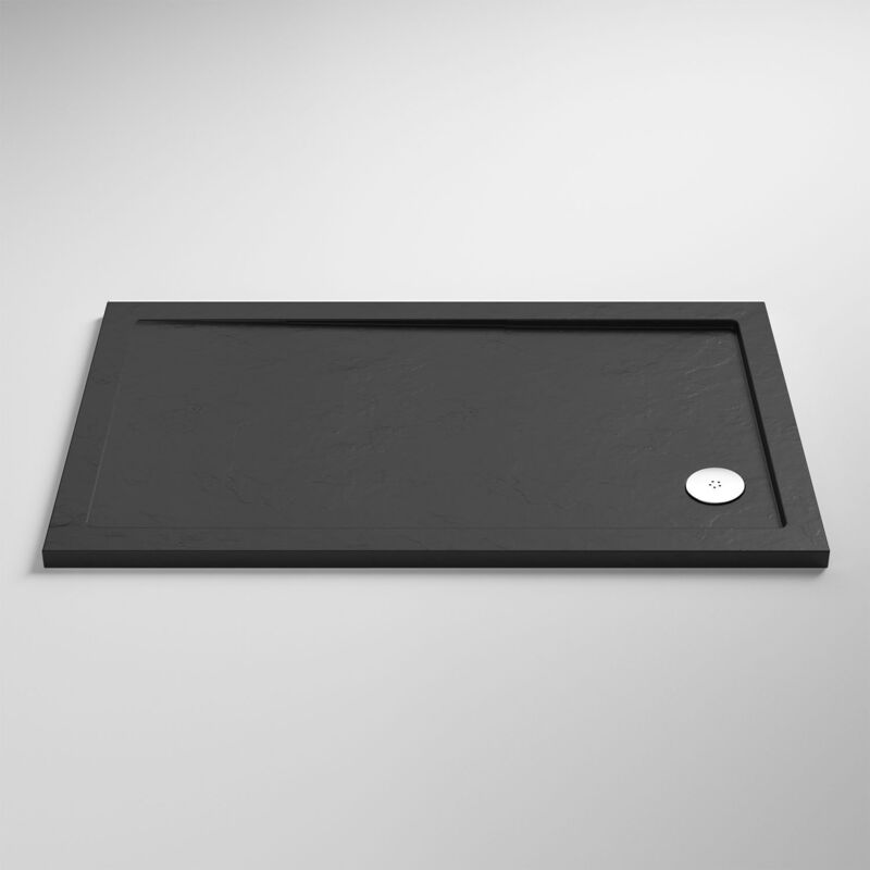 Pearlstone Grey Slate Effect Rectangular Shower Tray 900mm x 800mm - Nuie
