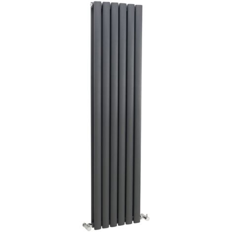 Hudson Reed Revive Double Designer Vertical Radiator 1500mm H x 354mm W - Anthracite