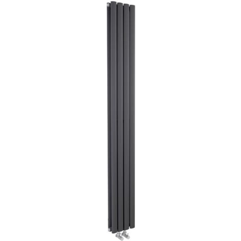 Hudson Reed Revive Double Designer Vertical Radiator 1800mm H x 237mm W - Anthracite