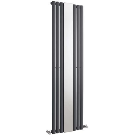 Hudson Reed Revive Single Designer Vertical Radiator Mirror 1800mm H x 499mm W - Anthracite