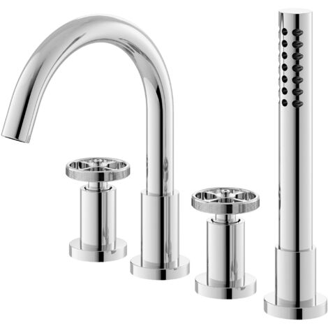 Hudson Reed Revolution industrial Chrome 4 Tap Hole Bath Shower Mixer Tap - TIW334