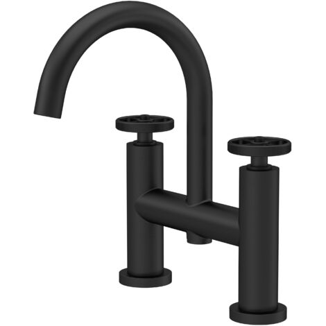 Hudson Reed Revolution Industrial Matt Black Deck Mounted Bath Filler Tap - TIW453
