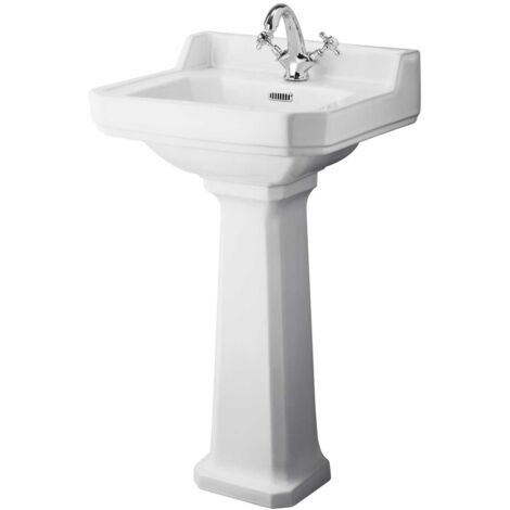 Hudson Reed Richmond Basin and Comfort Height Full Pedestal 500mm Wide - 1 Tap Hole