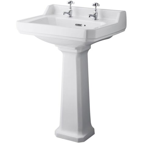 Hudson Reed Richmond Basin and Comfort Height Full Pedestal 500mm Wide - 2 Tap Hole