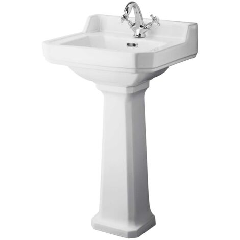 Hudson Reed Richmond Basin with Full Pedestal 500mm Wide - 1 Tap Hole