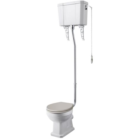 Hudson Reed Richmond High Level Pan with Pull Chain Cistern and Flush Pipe Kit - Excluding Seat