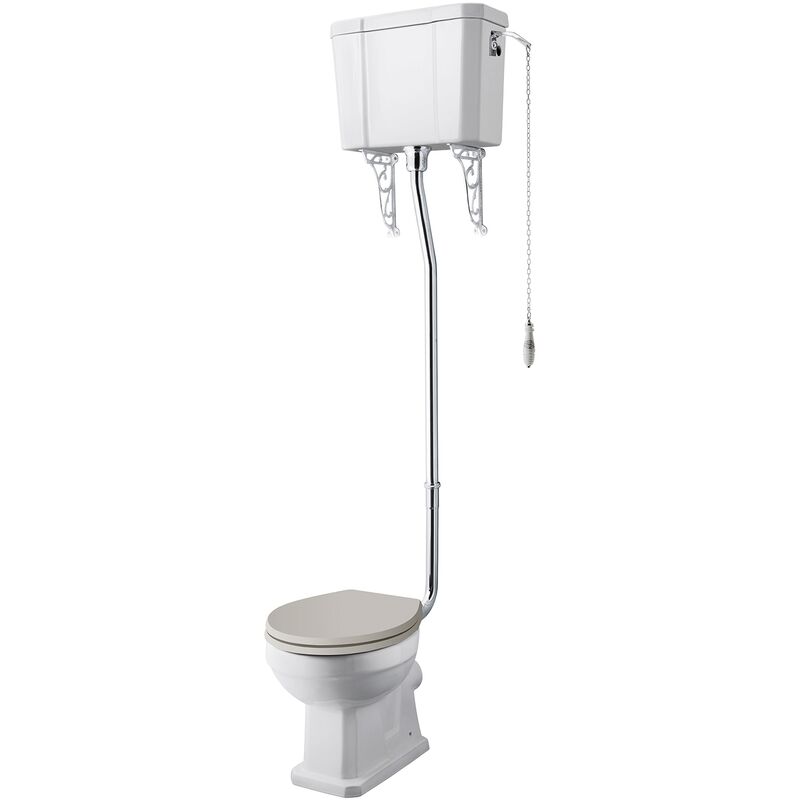 Richmond High Level Toilet with Pull Chain Cistern and Flush Pipe Kit - Excluding Seat - Hudson Reed