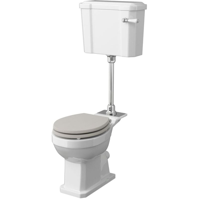 Richmond Mid Level Toilet with Lever Cistern and Flush Pipe Kit - Excluding Seat - Hudson Reed