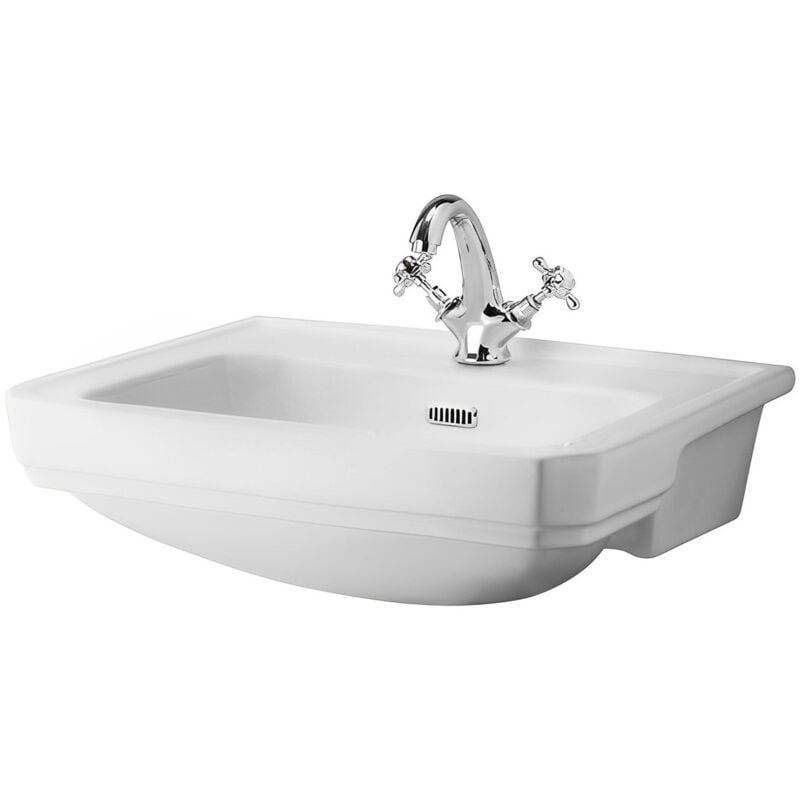Richmond Semi Recessed Basin 560mm Wide - 1 Tap Hole - Hudson Reed