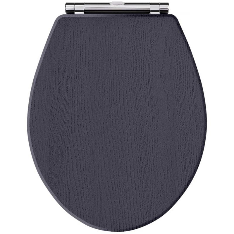 Hudson Reed Richmond Soft Close Toilet Seat Chrome Hinges - Twilight Blue