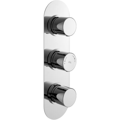 Hudson Reed Round Concealed Shower Valve with Diverter Triple Handle - Chrome