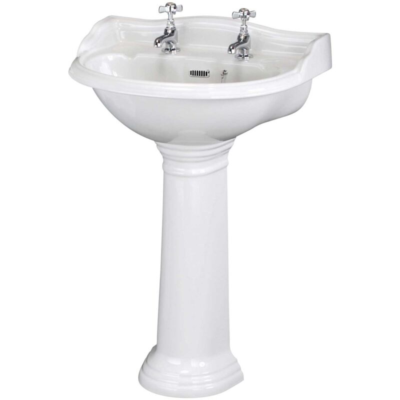 Ryther Basin and Full Pedestal 600mm Wide - 2 Tap Hole - Hudson Reed