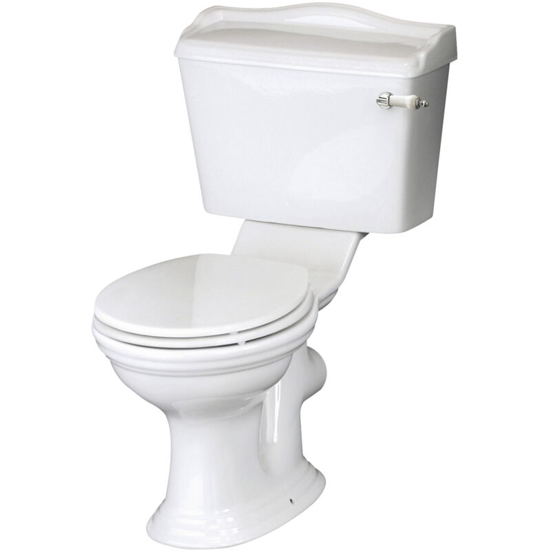 Ryther Close Coupled Toilet WC Lever Cistern - Excluding Seat - Hudson Reed