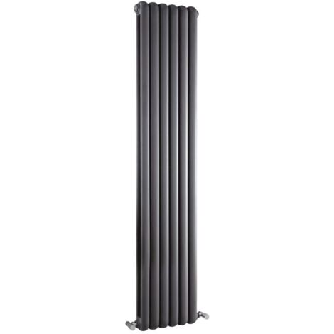 Hudson Reed Salvia Double Designer Vertical Radiator 1800mm H x 377mm W - Anthracite