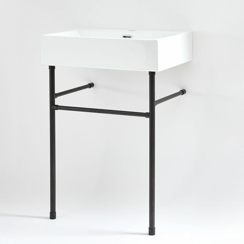 Sandford - Lavabo sur Pieds avec 1 Trou - 60cm x 42cm - Noir - Hudson Reed