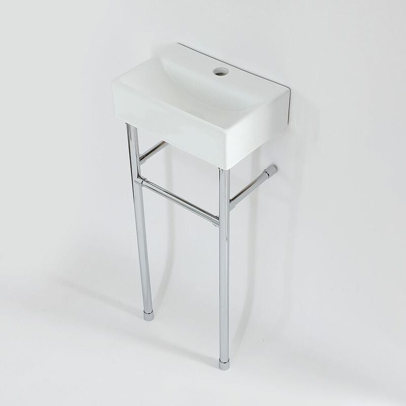 Sandford - Lavabo sur Pieds avec 1 Trou - 36cm x 25cm - Chromé - Hudson Reed