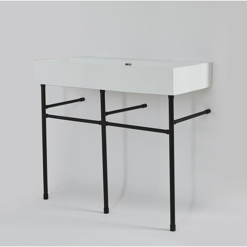 Sandford - Lavabo sur Pieds avec 1 Trou - 100cm x 42cm - Noir - Hudson Reed