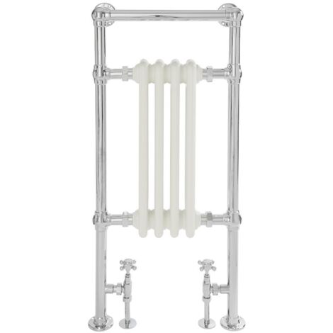Hudson Reed – Sèche-serviette rétro blanc 93cm x 45,2cm x 15,5cm – Puissance 430W – Acier haut de gamme – Raccordement chauffage central