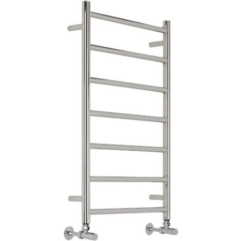 Hudson Reed – Sèche-serviettes électrique en acier inoxydable 50 x 80 cm – 7 barres plates – Puissance de chauffe supérieure – Raccordement chauffage central