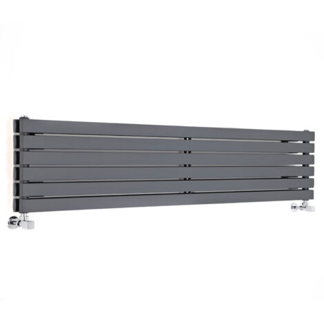 Hudson Reed Sloane Radiatore Termoarredo di Design Orizzontale Moderno - Termosifone Con Finitura Antracite - Design a Colonna Piatta - 1308W - 354 x 1600mm - Riscaldamento ad Acqua Calda