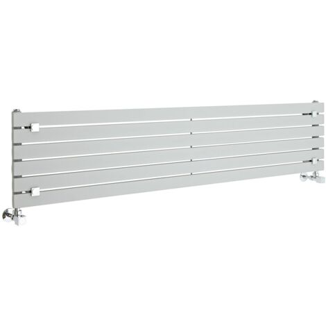 Hudson Reed Sloane Radiatore Termoarredo di Design Orizzontale Moderno - Termosifone Con Finitura Argento - Design a Colonna Piatta - 1149W - 354 x 1600mm - Riscaldamento ad Acqua Calda