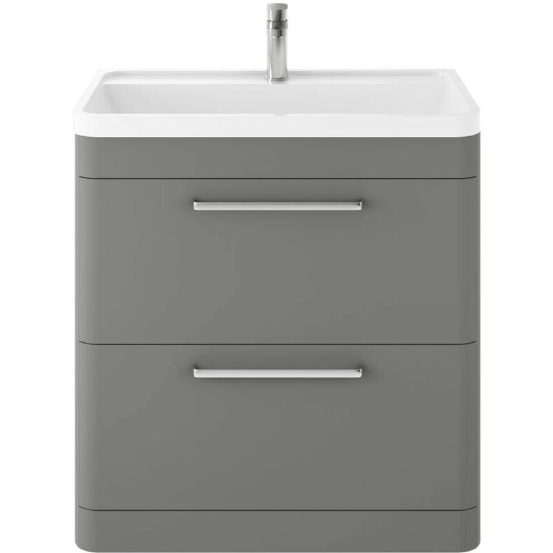 Solar Cool Grey 800mm 2 Drawer Vanity Unit and Basin with 1 Tap Hole - SOL203 - Hudson Reed