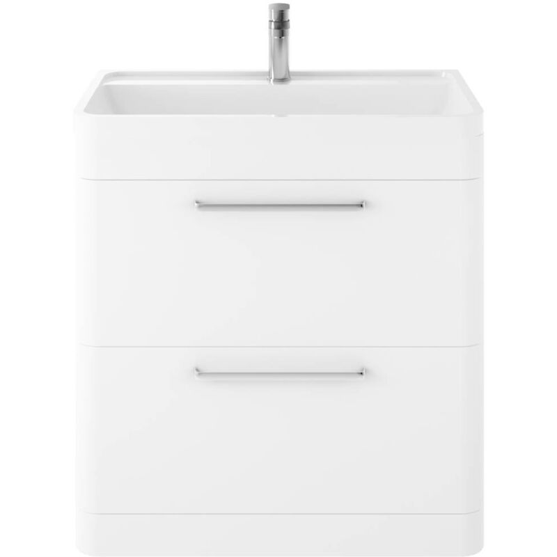 Solar Pure White 800mm 2 Drawer Vanity Unit and Basin with 1 Tap Hole - SOL103 - Hudson Reed